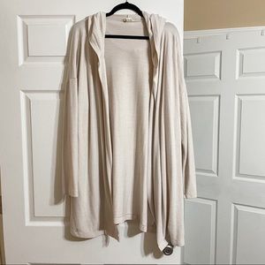 LOFT Outlet Lounge White Open Front Long Cardigan with Hood